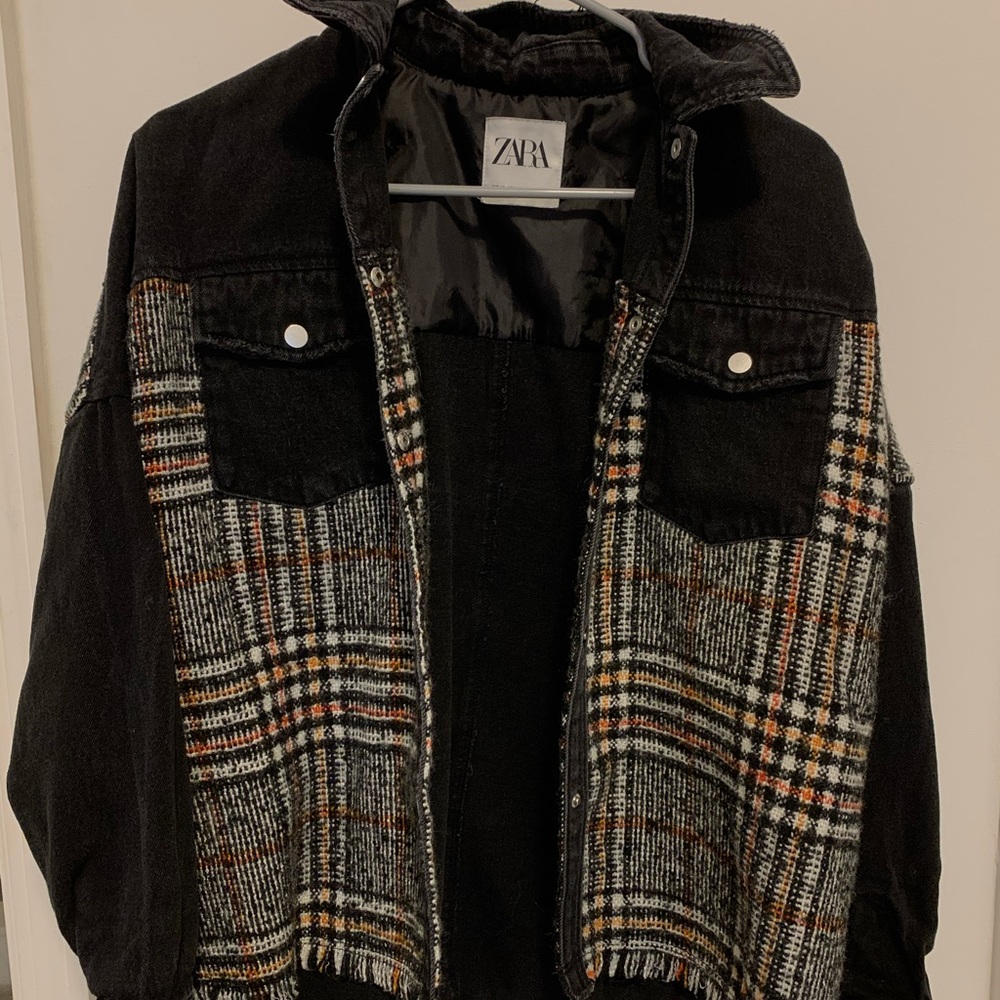 Zara Black Denim/Flannel Jacket